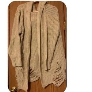 Women’s distressed knit hooded cardigan size 1X 2X